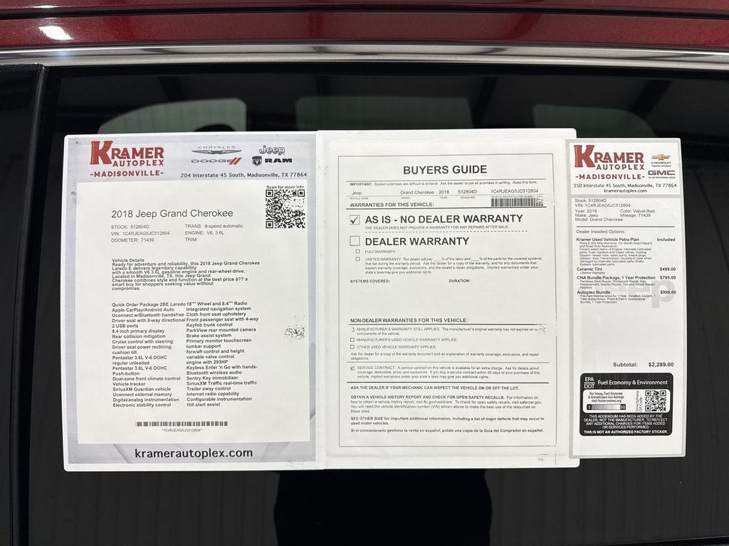 2018 Jeep Grand Cherokee Laredo E 4x2
