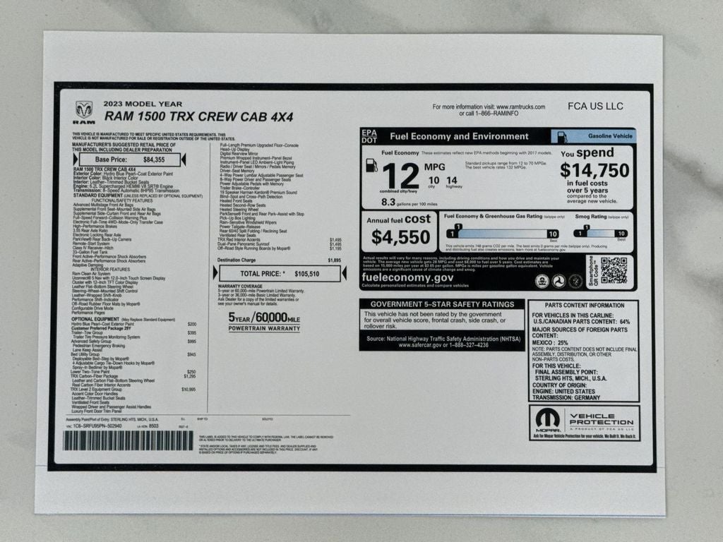 2023 RAM 1500 TRX Crew Cab 4x4 5'7' Box