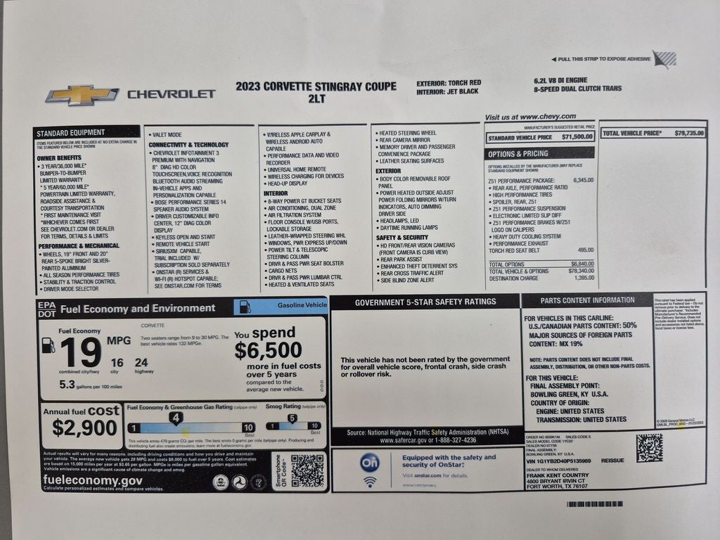 2023 Chevrolet Corvette Stingray RWD Coupe 2LT
