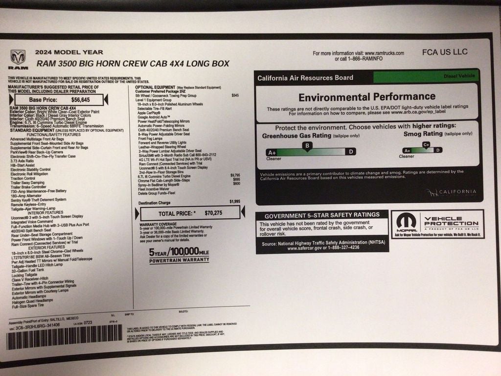 2024 RAM 3500 Big Horn Crew Cab 4x4 8' Box