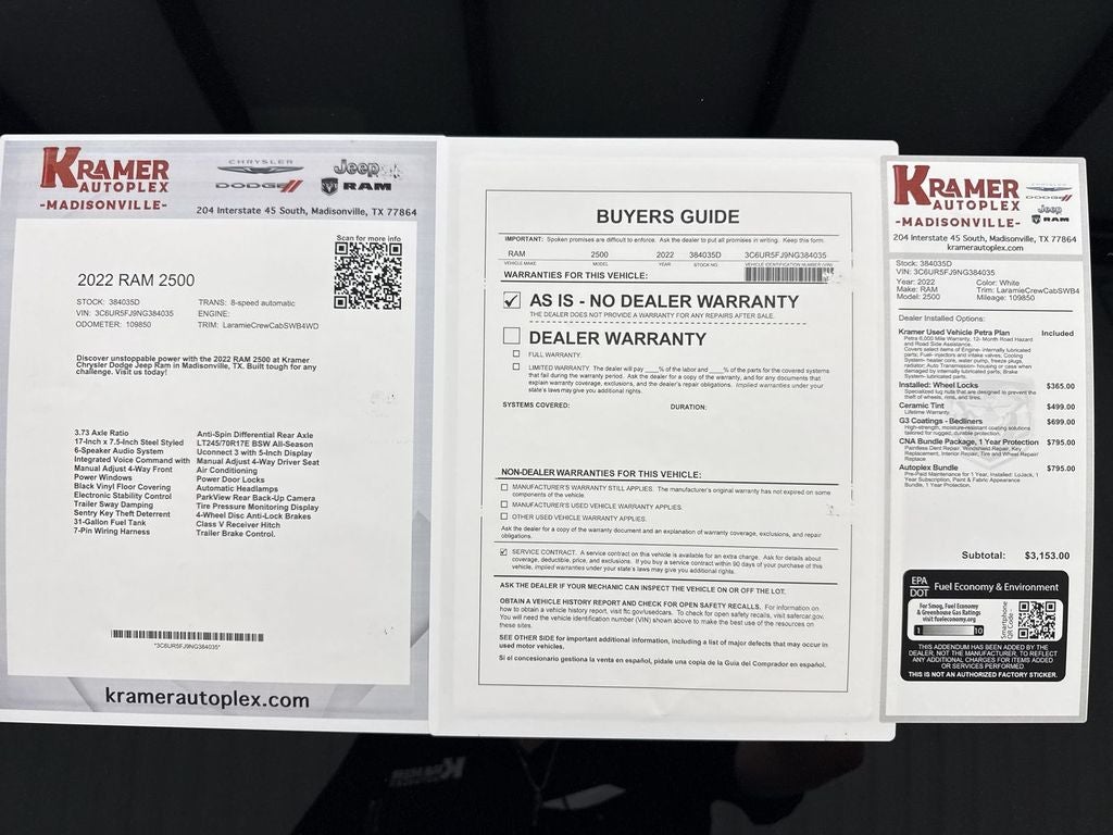2022 RAM 2500 Laramie Crew Cab 4x4 6'4' Box