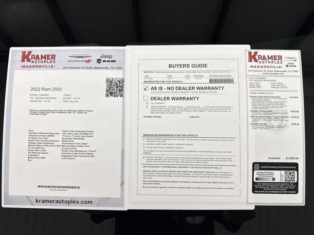 2022 RAM 2500 Lone Star Crew Cab 4x4 8' Box
