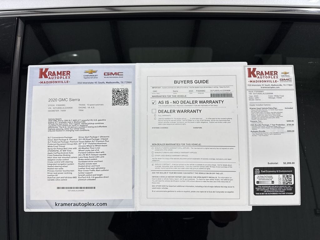 2020 GMC Sierra 1500 4WD Crew Cab Short Box SLT