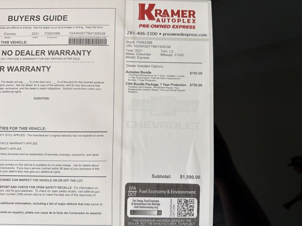 2021 Chevrolet Express Passenger 2500 1LS