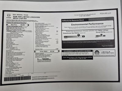 2021 RAM 3500 Limited Longhorn Mega Cab 4x4 6'4" Box