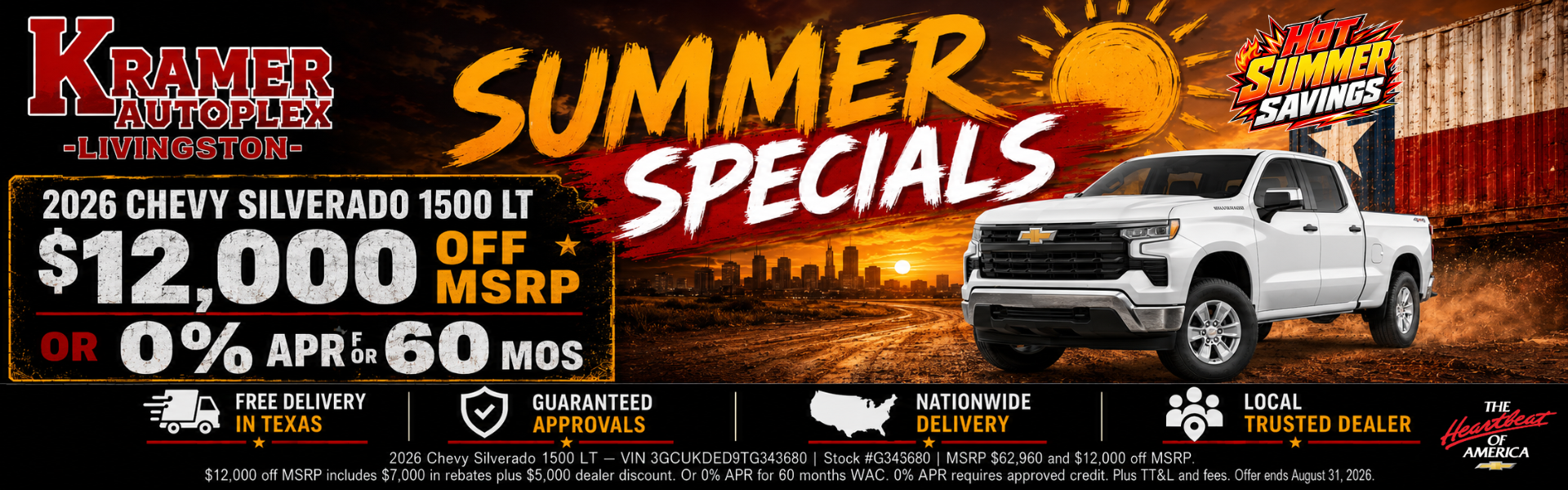 Kramer Chevy Livingston August Incentives