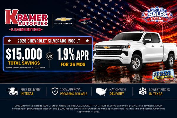 Kramer Chevy Livingston September Incentives
