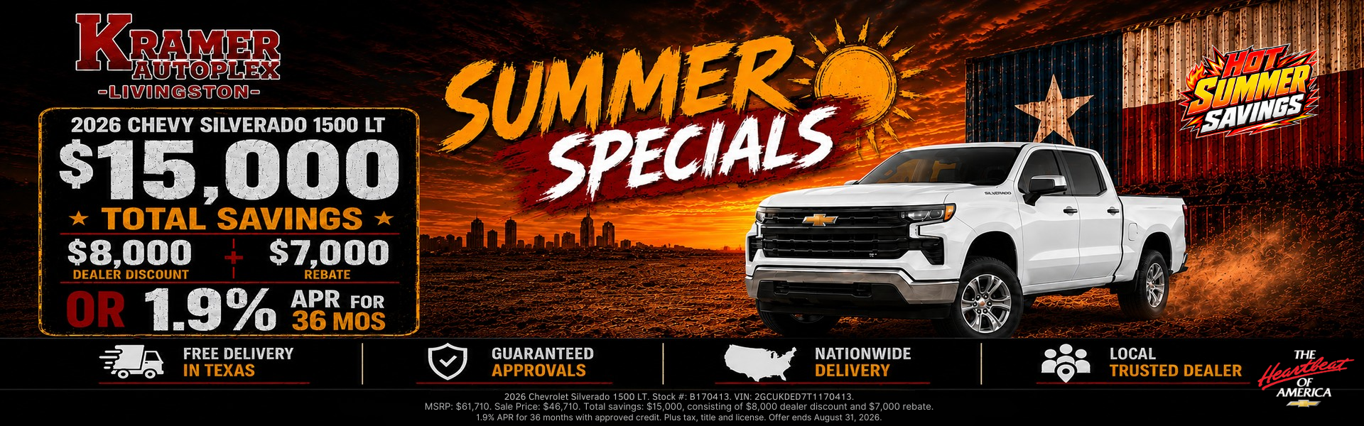 Kramer Chevy Livingston August Incentives