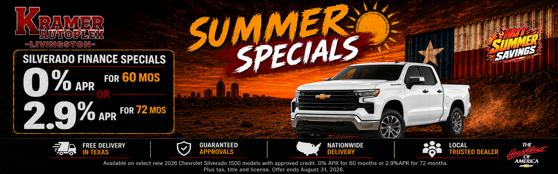 Kramer Chevy Livingston August Incentives