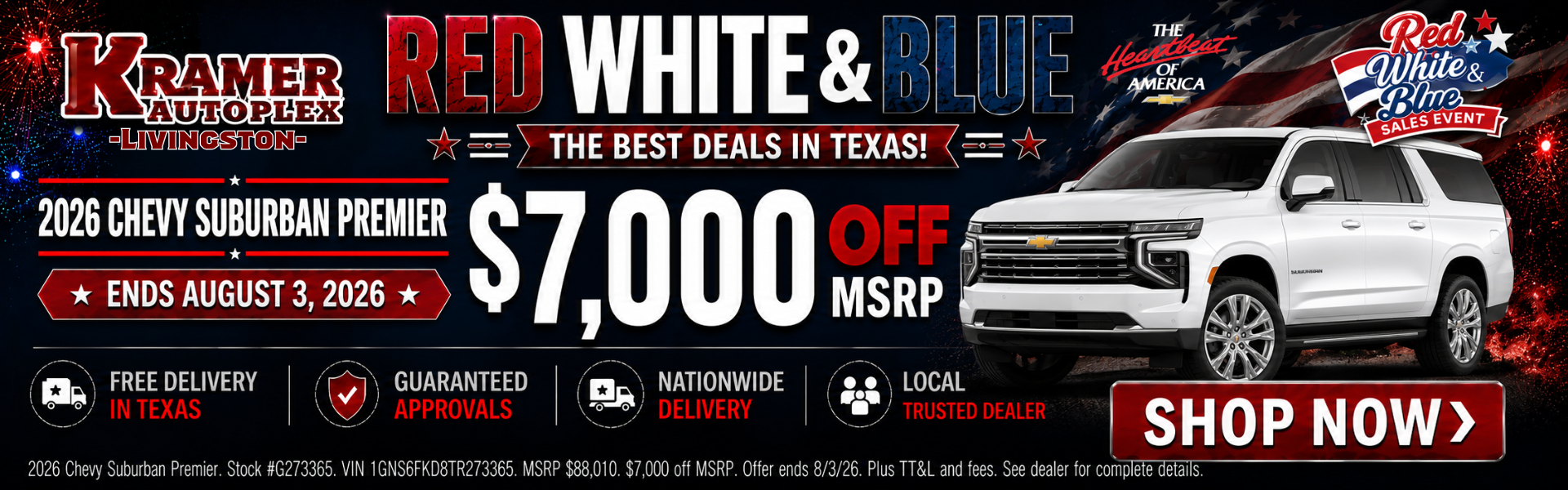 Kramer Chevy Livingston July Incentives