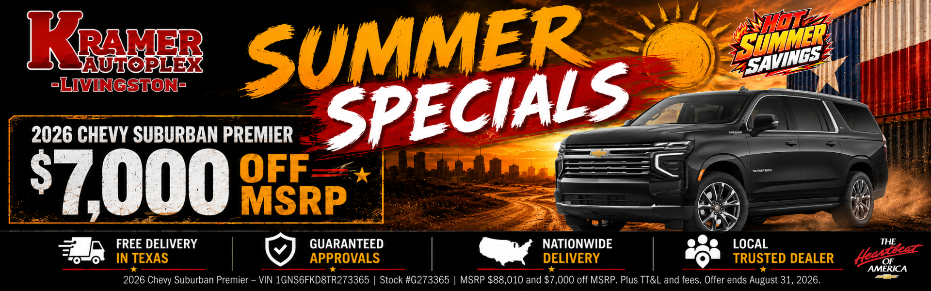 Kramer Chevy Livingston August Incentives