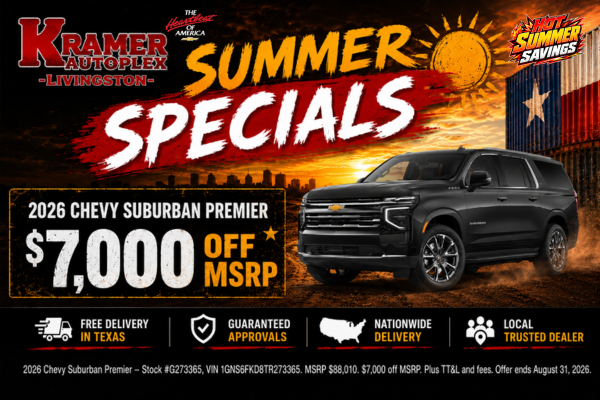 Kramer Chevy Livingston August Incentives