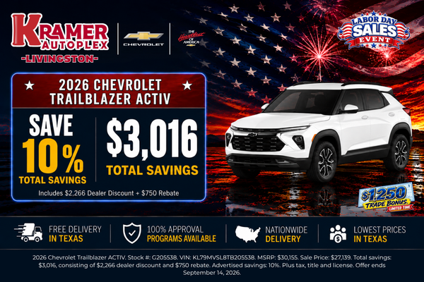Kramer Chevy Livingston September Incentives