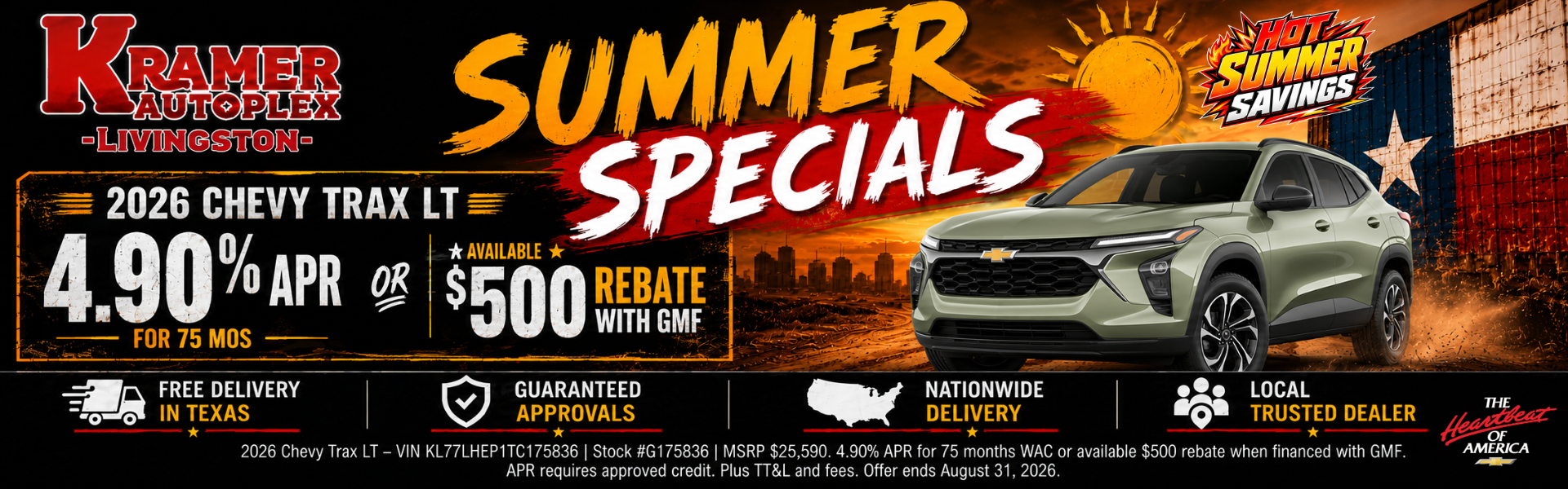 Kramer Chevy Livingston August Incentives