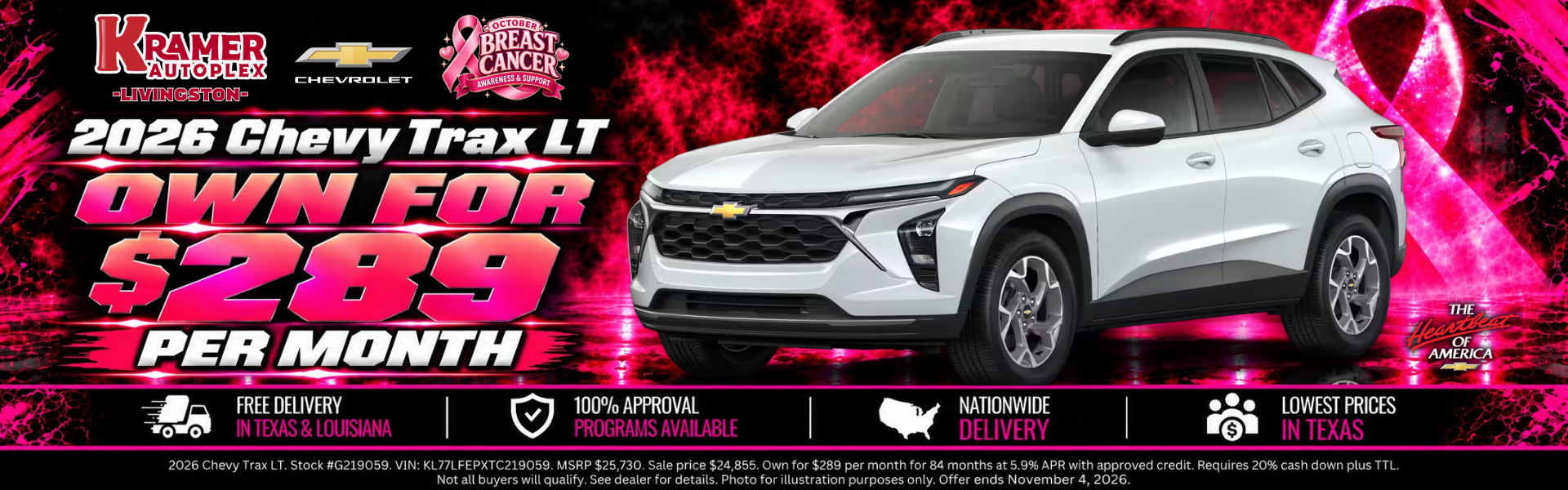 Kramer Chevrolet Livingston October 2026 Incentives