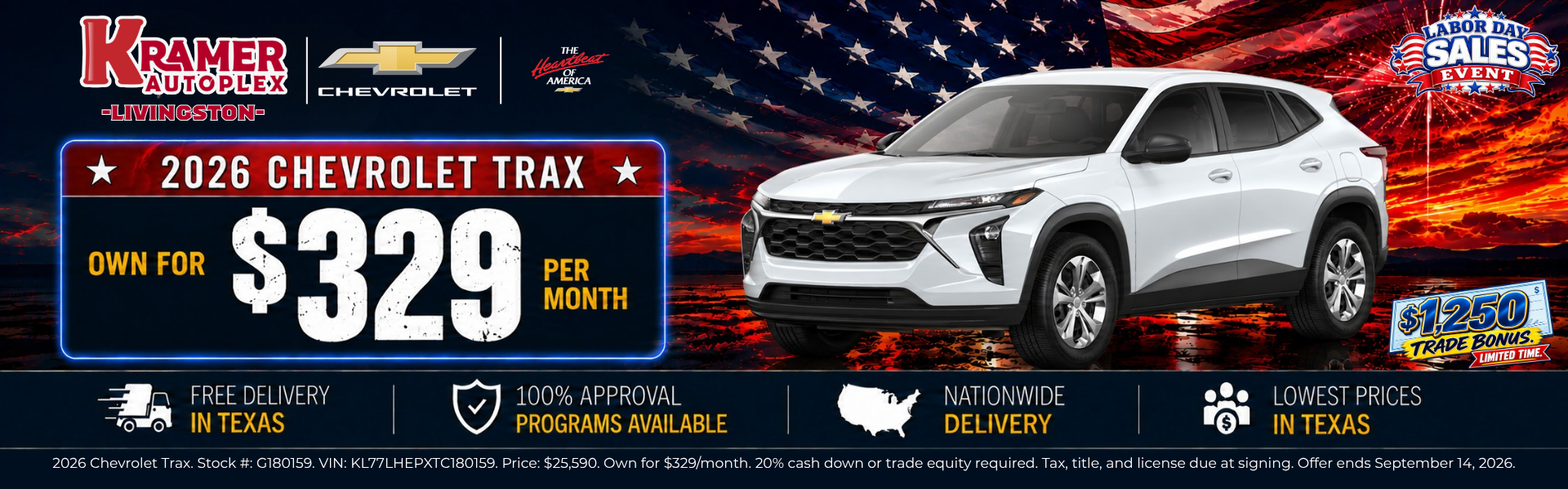 Kramer Chevy Livingston September Incentives